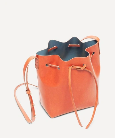 Shop Mansur Gavriel Vegetable Tanned Leather Mini Bucket Bag In Brandy