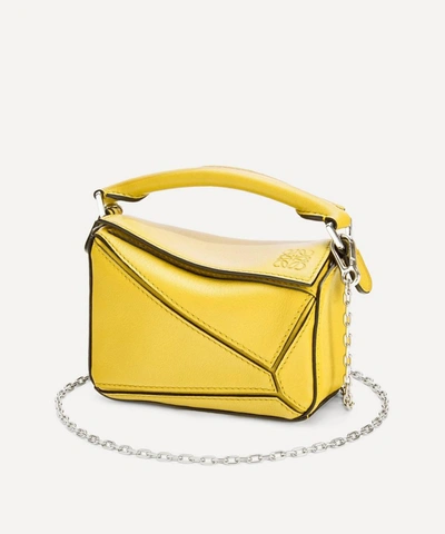 Shop Loewe Nano Puzzle Leather Shoulder Bag In Yellow