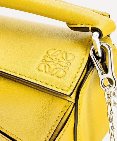 Shop Loewe Nano Puzzle Leather Shoulder Bag In Yellow