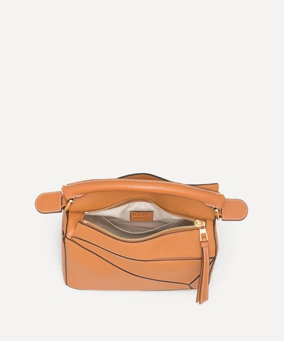 Loewe Mini Puzzle Leather Shoulder Bag In Light Caramel