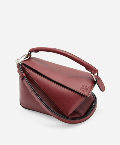 Shop Loewe Small Puzzle Leather Shoulder Bag In Berry
