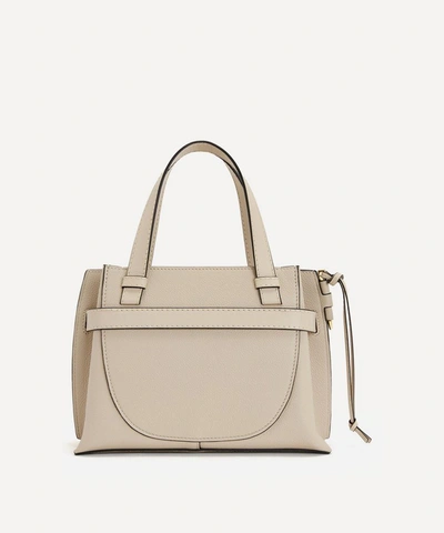 Shop Loewe Mini Gate Leather Shoulder Bag In Light Oat