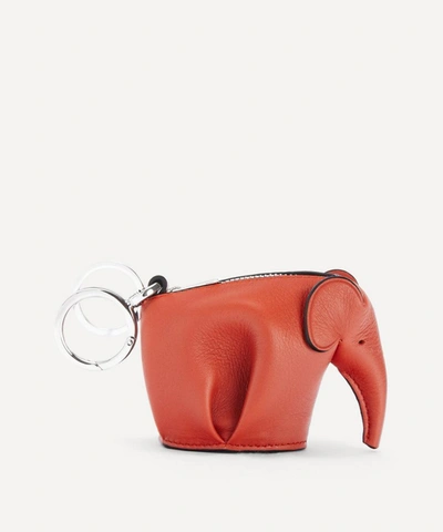 Shop Loewe Elephant Leather Bag Charm In Pumpkin