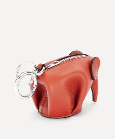 Shop Loewe Elephant Leather Bag Charm In Pumpkin
