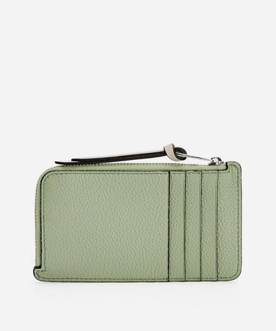 Shop Loewe Leather Multicolour Coin Card Holder In Rosemary/tan