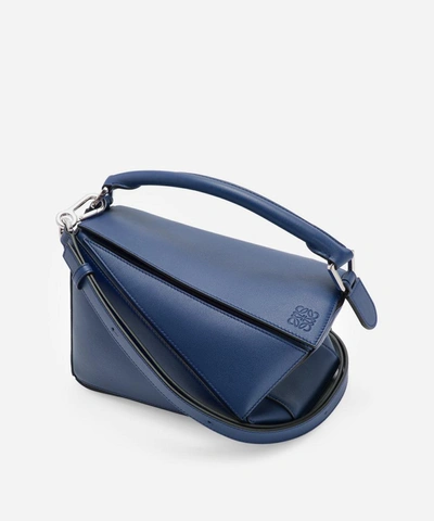 Shop Loewe Small Puzzle Leather Shoulder Bag In Ocean