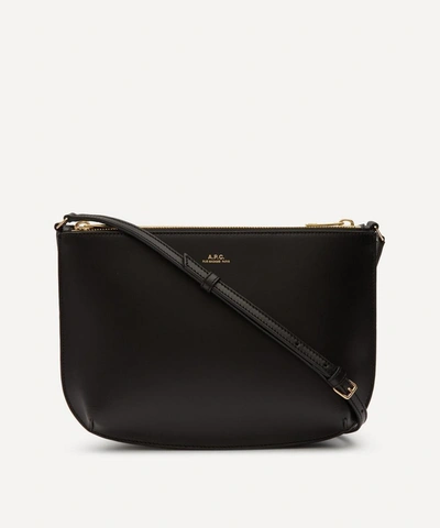 Shop Apc Sarah Leather Cross-body Bag In Noir