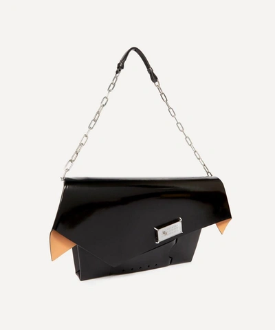 Shop Maison Margiela Snatched Medium Clutch Bag In Black