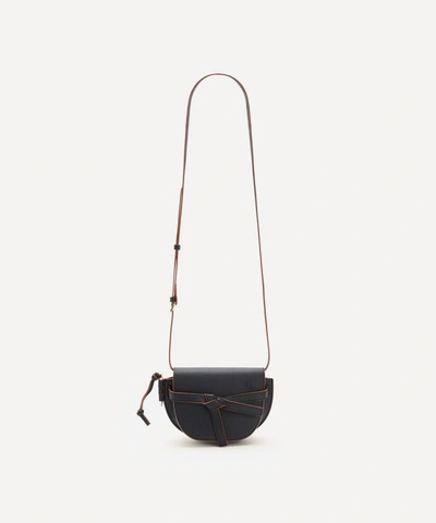 Shop Loewe Mini Gate Leather Dual Cross-body Bag In Black