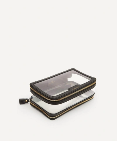 Shop Anya Hindmarch In-flight Clear Plastic And Leather Travel Case In Black