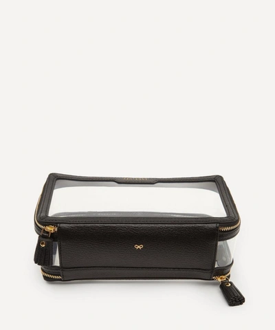 Shop Anya Hindmarch In-flight Clear Plastic And Leather Travel Case In Black