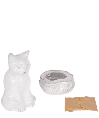Astier De Villatte Setsuko Cat Glazed Terracotta Incense Holder In Assorted