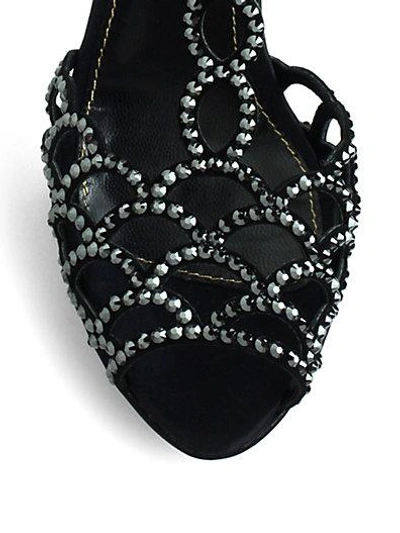 Shop Sergio Rossi Vague Swarovski Crystal T-strap Sandals In Beige