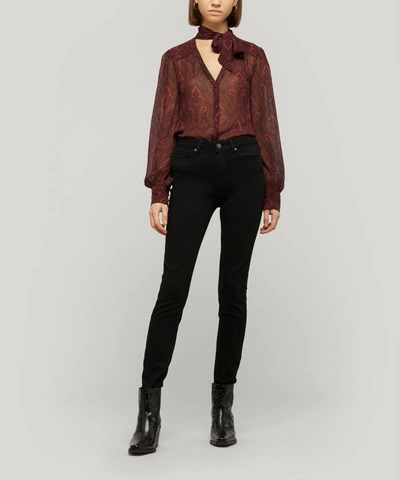 Paige Cindy Straight-leg High-rise Stretch-denim Jeans In Black