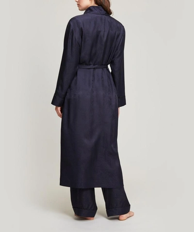 Shop Liberty London Hera Silk Jacquard Long Robe In Navy