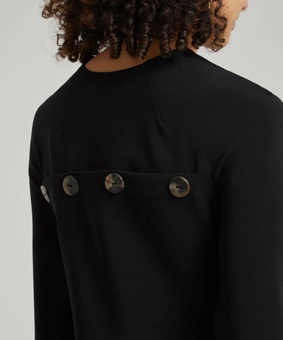 Shop A.w.a.k.e. Pleated Button Back Top In Black