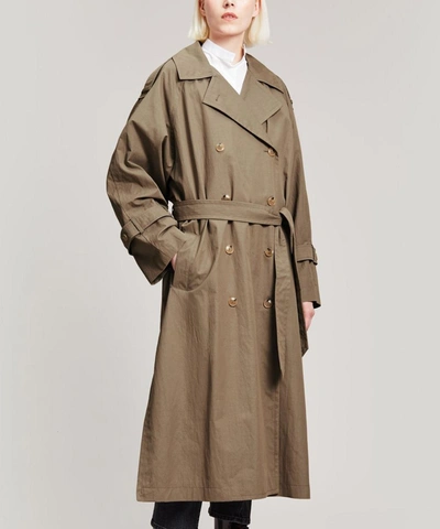 Shop Totême Techno Cotton Trench Coat In Concrete