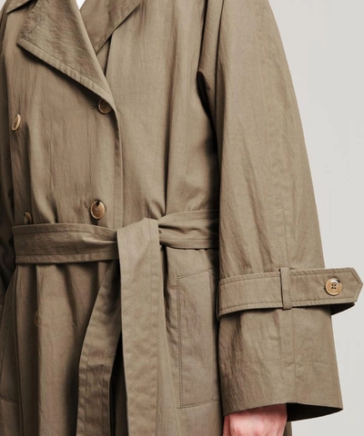 Shop Totême Techno Cotton Trench Coat In Concrete