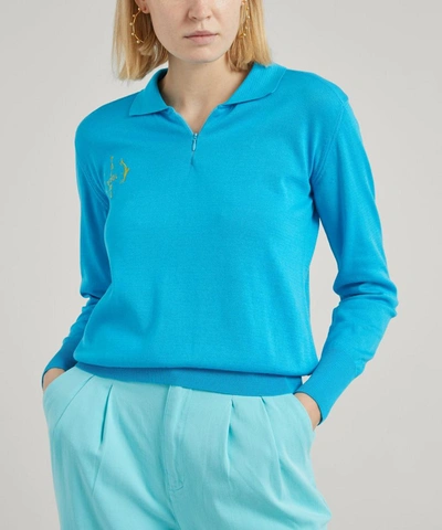 Shop Paloma Wool Rafael Zip-neck Sweater In Blue