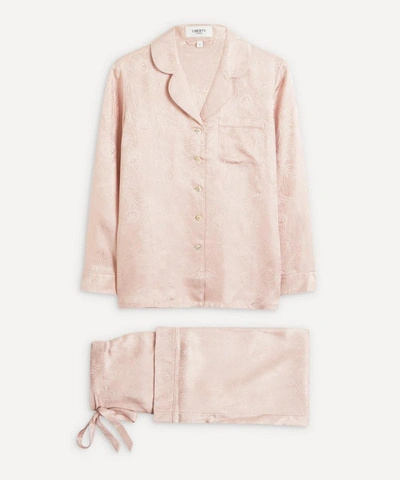 Shop Liberty London Hera Silk Jacquard Pyjama Set In Light Pink