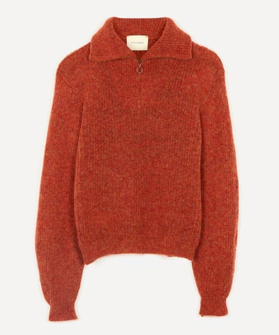 Cero Unisex Zip-up Knit Sweater In Intense Orange