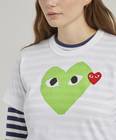 Shop Comme Des Garçons Play Women's Two Heart T-shirt In Green