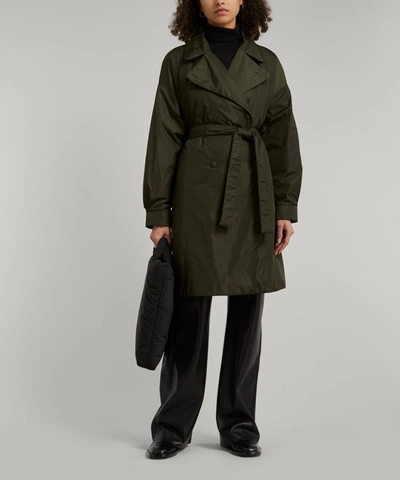 Shop Moncler Meboula Trench Coat In Green