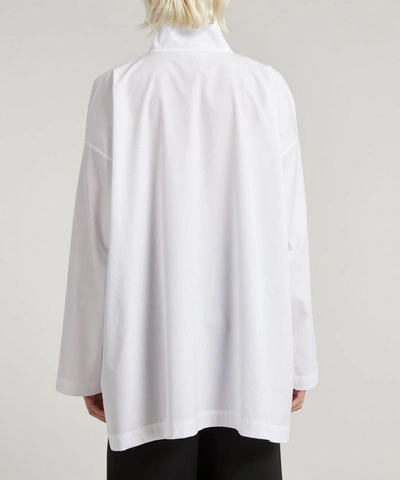 Shop Eskandar Women's Slim A-line Two Collar Cotton Shirt In White