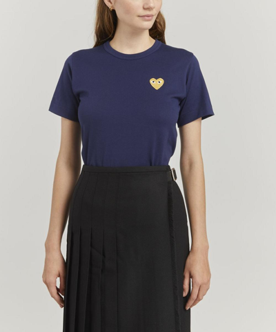 Shop Comme Des Garçons Play Women's Small Heart T-shirt In Navy