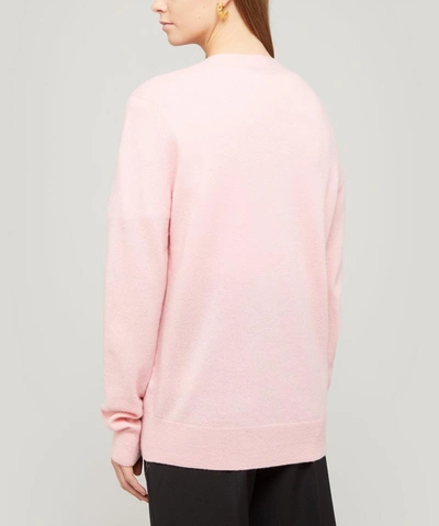 Shop Acne Studios Face Knitted Cardigan In Blush Pink