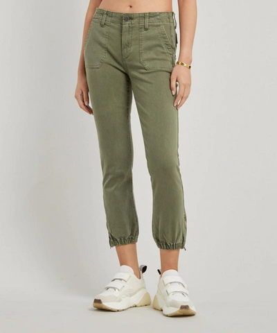 Shop Paige Women's Mayslie Cotton Twill Joggers In Vintage Ivy Green