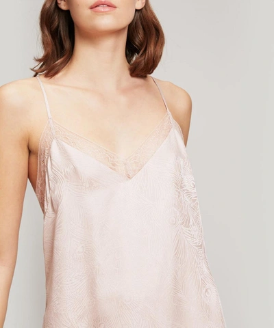 Shop Liberty London Women's Hera Silk Jacquard Long Chemise With Lace In Light Pink