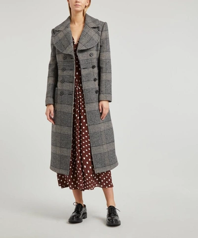 Shop Alexa Chung Check Tailored Long Coat In Multi