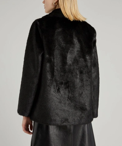 Shop Stand Studio Annabelle Double-breasted Faux-fur Jacket In Black