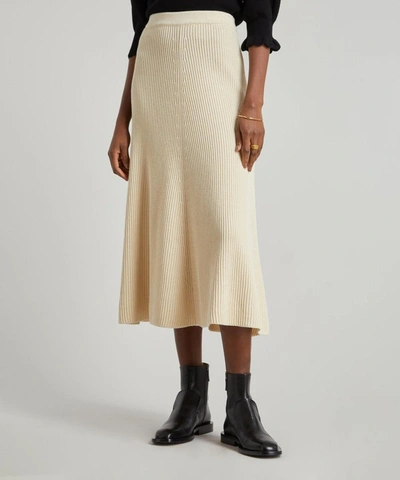 Shop Joseph Egyptian Cotton Knit Skirt In Ivory