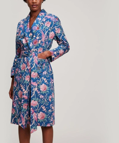 Shop Liberty London Women's Elysian Paradise Tana Lawn Cotton Unlined Long Robe In Blue