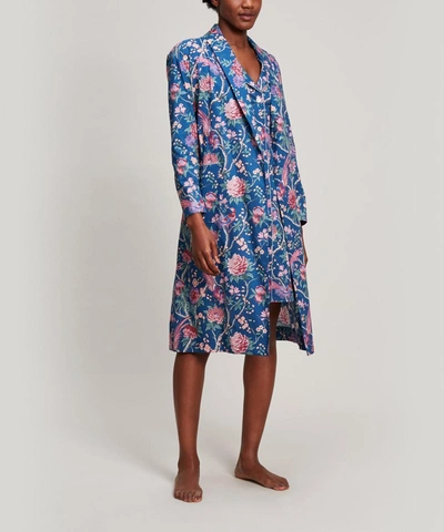 Liberty London Elysian Paradise Tana Lawn Cotton Long Robe In Blue