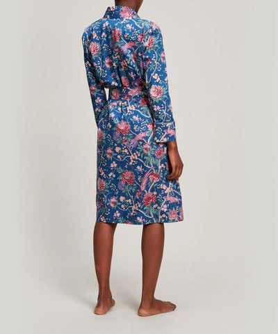 Liberty London Elysian Paradise Tana Lawn Cotton Long Robe In Blue