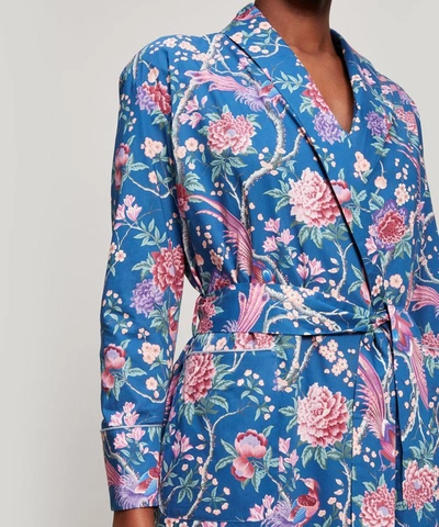 Liberty London Elysian Paradise Tana Lawn Cotton Long Robe In Blue