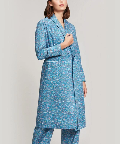Shop Liberty London Women's Imran Cotton Robe In Teal