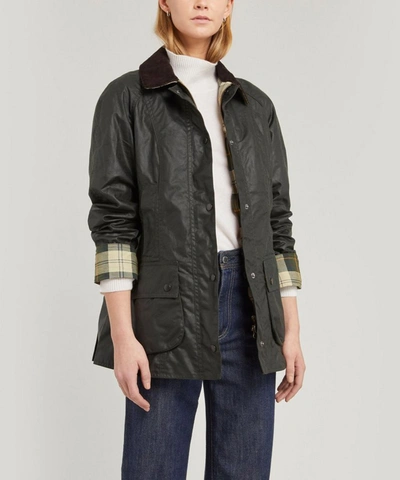 Barbour Beadnell Wax Two-pocket Jacket In Sage