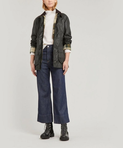 Barbour Beadnell Wax Two-pocket Jacket In Sage