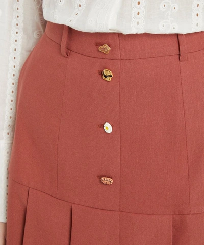 Shop Rejina Pyo Miller Linen Pleated Skirt In Rust