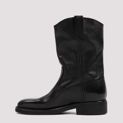 Shop Golden Goose Biker Leather Boots Shoes In Black