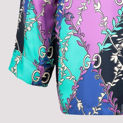 Shop Gucci Printed Silk Blouse Shirt In Multicolour