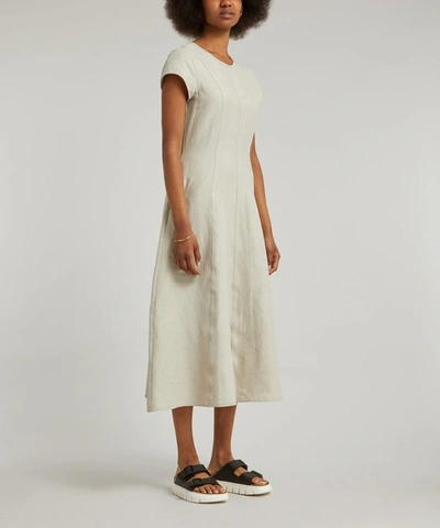 Shop Totême Stretch Linen Dress In Oyster