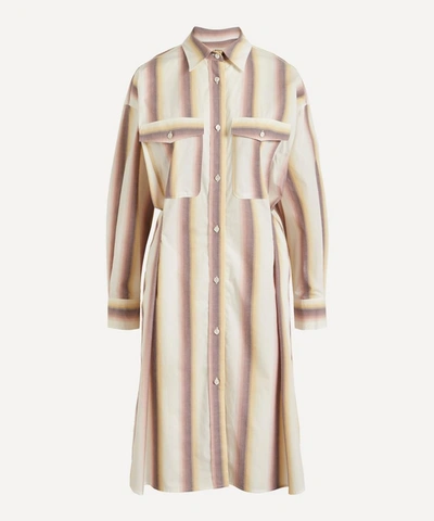 Shop Isabel Marant Étoile Jady Stripe Shirt Dress In Yellow