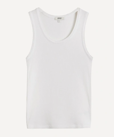 Agolde Poppy Ribbed Stretch Organic Cotton And Tencel-blend Jersey Tank In Tissue Off White