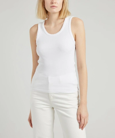 Agolde Poppy Ribbed Stretch Organic Cotton And Tencel-blend Jersey Tank In Tissue Off White