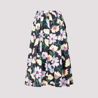 Shop Marni Cotton Midi Skirt In Black
